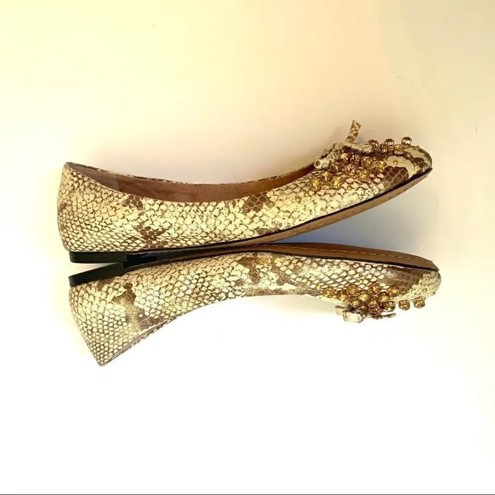 Vince Camuto Snakeskin Rhinestone Embellished Flat